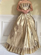 Vintage Victor Costa Gold Lamé Gown - XS/2