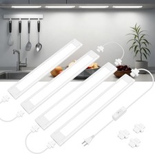 under Cabinet Lighting Plug In, 4 Pcs 14 Inch Linkable Ultra Bright LED Light Ba