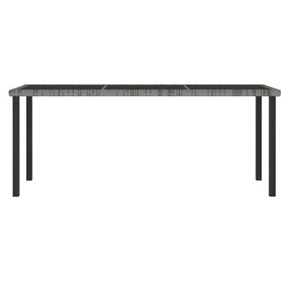 Outdoor Dining Table Garden Porch Patio Table with Glass Top PE Rattan vidaXL