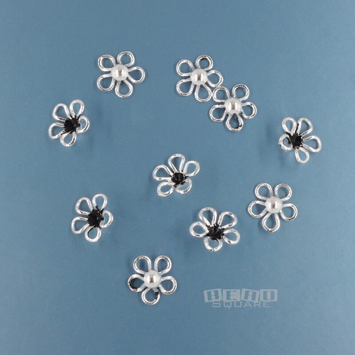 10 tapas de cuentas florales de pétalos de plata esterlina sólida oxidada de 8 mm (7,8 mm) #33865 - Imagen 2 de 3