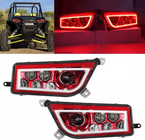 Paar ATV UTV Halo LED Scheinwerfer Rot für Polaris General 1000 RZR XP 4 1000 - Picture 2 of 15