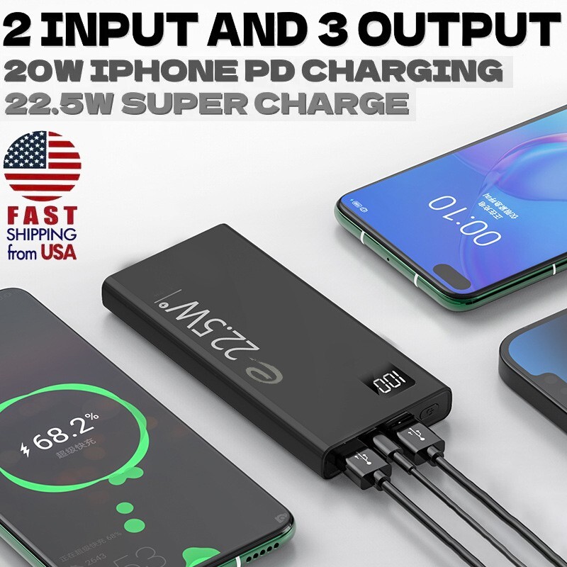 5PS 20000mAh Portable Power Bank 22.5W PD Fast Charging Battery Backup For PHONE