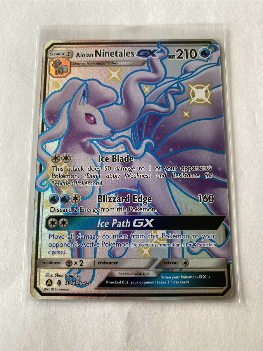 Alolan Ninetales GX Shiny Rare Holo Hidden Fates Pokemon Card SV53/SV94