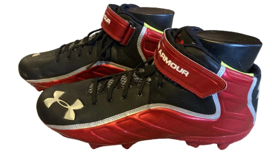 Black and red under armour football cleats deals