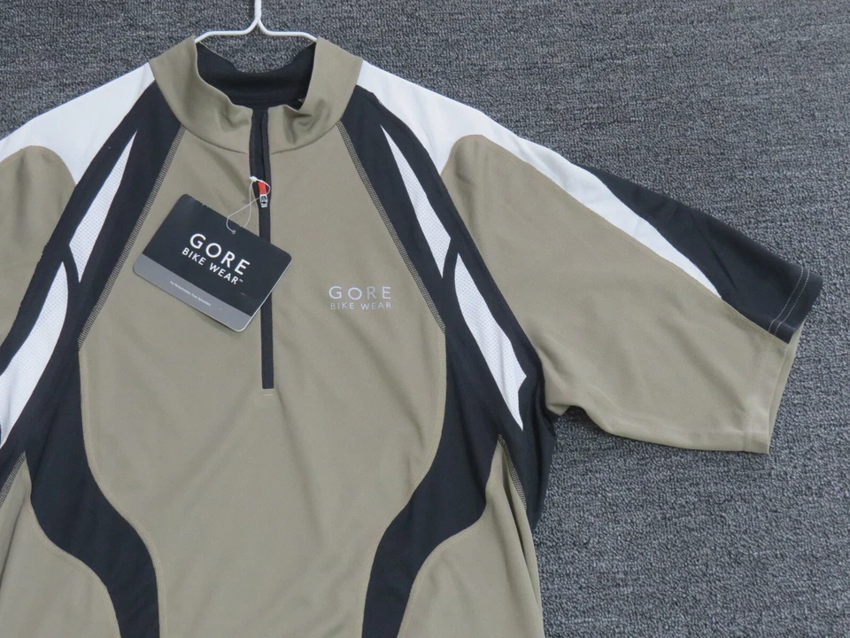 Camisa Gore Bike Wear Para Hombre Talla Grande Manga Corta Media Cremallera Beige Negra Nueva Foto 3 de 4