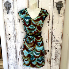 Ann Taylor Loft Size 2 Woman's Blue Brown Green Sleeveless Pocketed Dress
