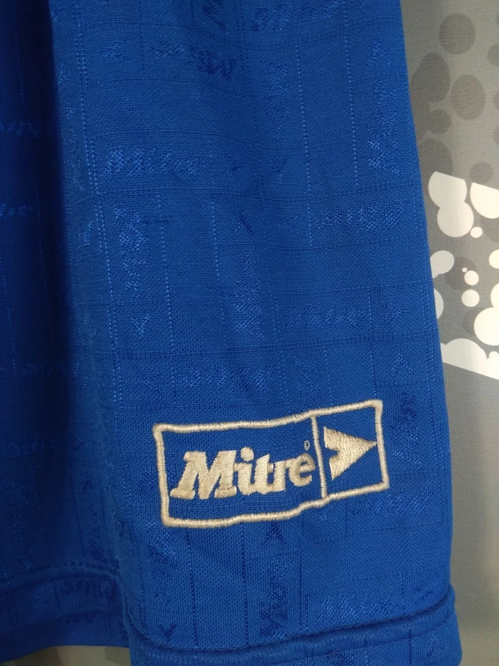 Винтажные футбольные шорты Mitre с синей монограммой 90-е мужские размер L ig93 - Изображение 3 из 4