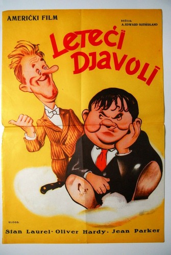 FLIEGENDE DEUCES LAUREL HARDY 1950ER JAHRE SELTENES EXYUGO FILMPOSTER   - Bild 1 von 2