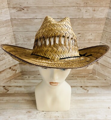 Authentic Handmade Mexican Palm Leaf Straw Cowboy Hat - UNISEX - Like New s-l400.jpg main image 4