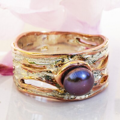 Perl Ring 925er Sterlingsilber ....rough sea.....Handarbeit teilvergoldet oder b