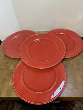 Set 4 Frontgate Eleganza Red Ceramic Charger Plates 11.5” New With Stickers