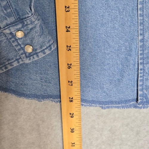 Wrangler Button Up Western Shirt Boys 2XL Blue Denim Long Sleeve Snap Career - Picture 14 of 14