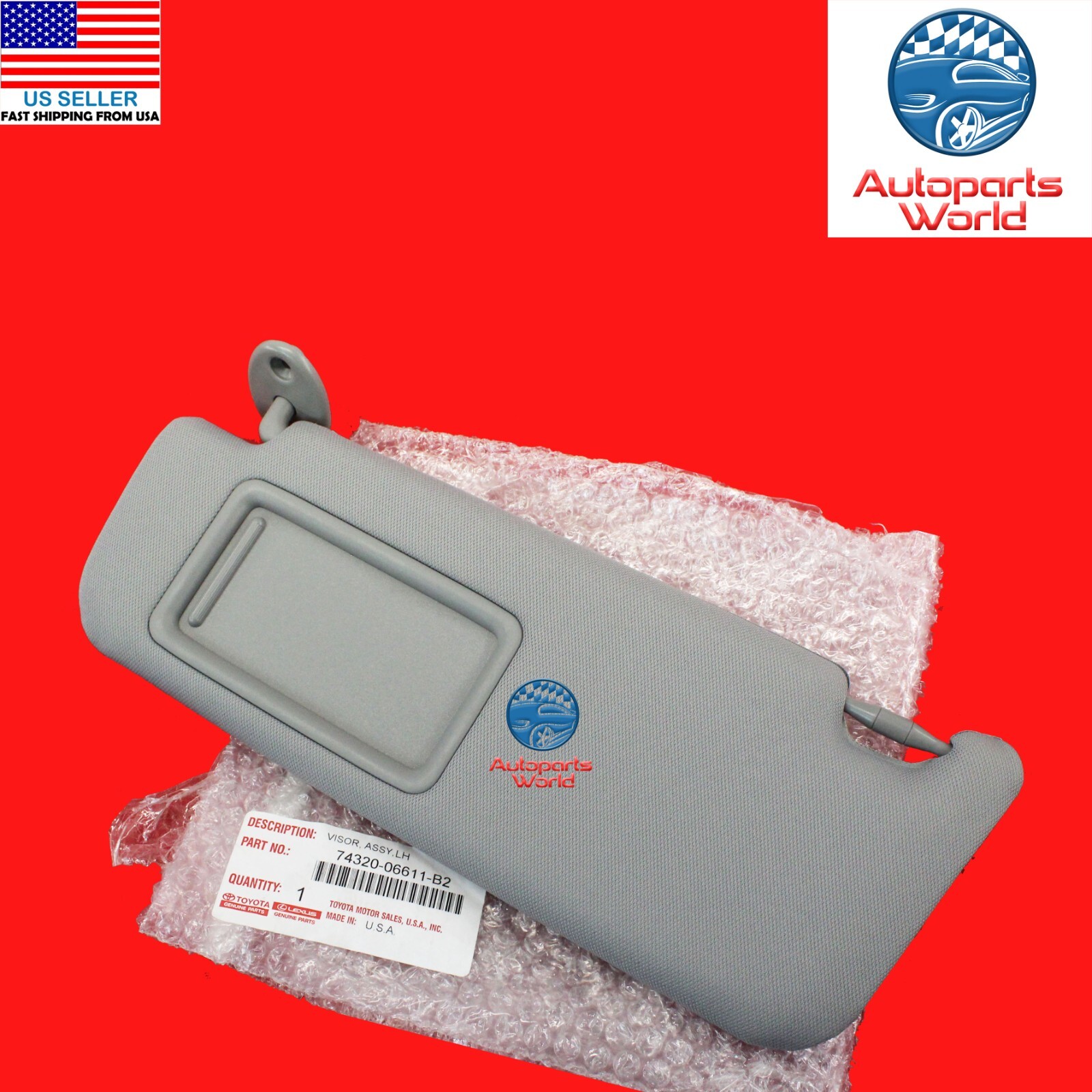 GENUINE TOYOTA 1217 CAMRY GRAY LEFT DRIVER SUN VISOR W/O SUNROOF 7432033F40B0 eBay