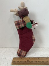Russ Berrie Co Plush Moose in Christmas Stocking Ornament Russ Plus