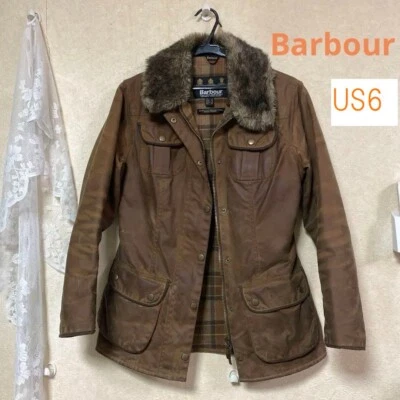Barbour Veste Blouson Enduite Coton Marron Taille US6 Femme Vintage - Photo 1/4