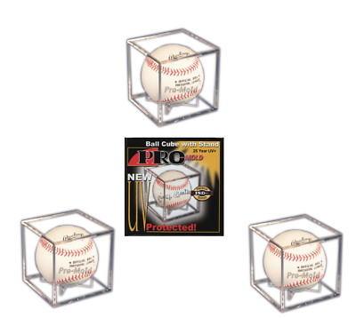 (3) Pro-Mold Ball Cube Premium Series 25+ Yr UV Protection Baseball Display Case