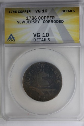 1786 .01 COPPER ANACS VG10 DETAILS NEW JERSEY  CORRODED - Picture 1 of 2