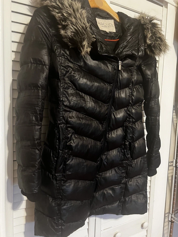RACHEL ROY Women’s XS Xsmall Jacket Coat Long Removable Hooded Puffer Black - Image 2 of 4