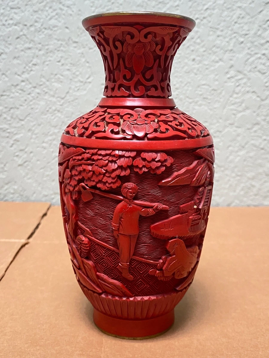 红色黄铜主中国古董花瓶| eBay