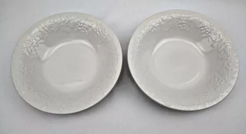 Gibson Soup Bowls 8" Four Seasons White Embossed Grapes Flowers Fruit Lot of 2