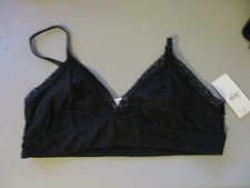 Jenni Lace Trim Bralette Womens Sz L On Repeat Black Wireless Cotton Stretch