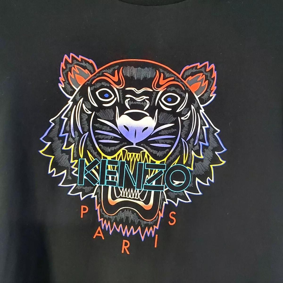 Kenzo Paris T-Shirt Women Large Fitted Black Lion Tiger Graphic