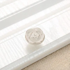 10x Modern Rose Flower Pull Knobs Ivory White Alloy Door Handle DIY Drawer Decor