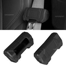 2pcs Black Anti-scratch Silicon Seat Belt Buckle Protector Cover For Cars Vans
