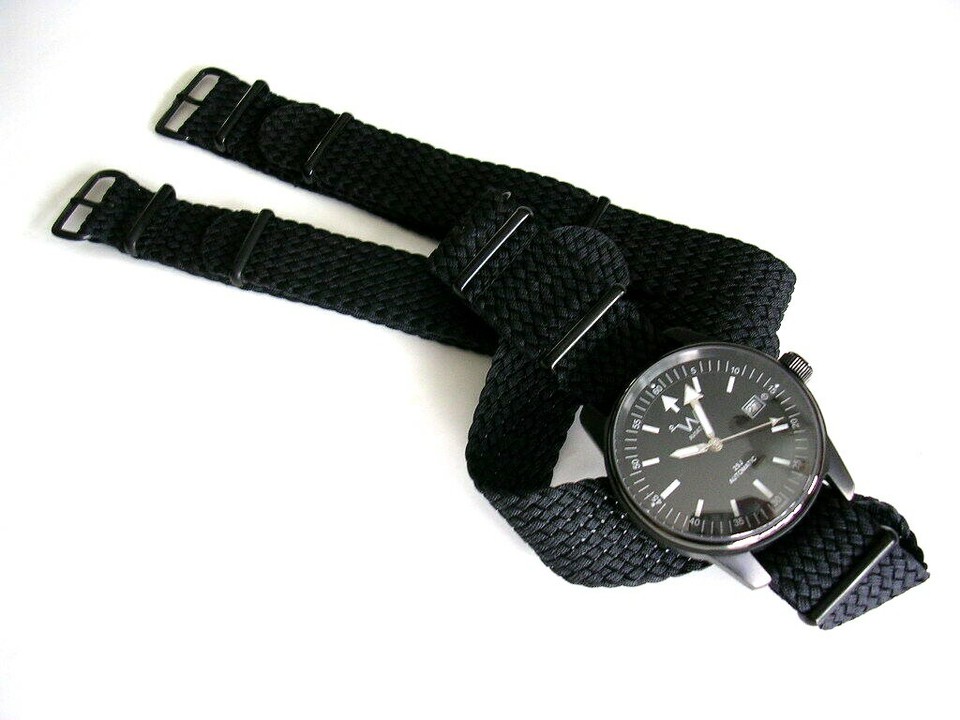 Fibbia Orologio I.W. SUISSE PVD Nera 316L Acciaio, Lingua Tonda, Misure 18-26 Mm, Sport/militare