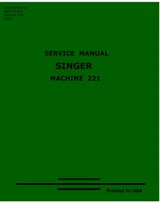 Singer Featherweight 221 Sewing Machine Dealer Repair Service Manual Feather