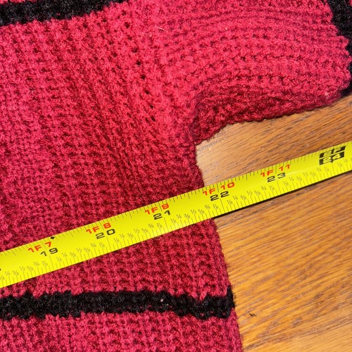 Vintage American Weekend großer Herrenpullover mit Zopfmuster weinrot marine gestreift 90er - Bild 6 von 6