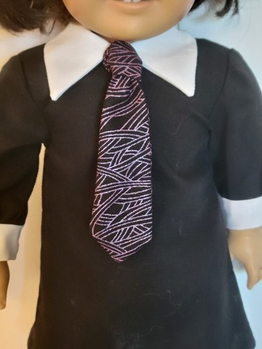 Handmade! Wednesday Addams Dress and Tie Costume + Hand - fits American Girl - Picture 4 of 6