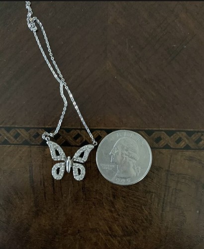 14k white gold butterfly necklace - Picture 6 of 7