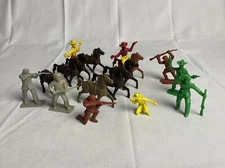 Lot of 17 Tim-Mee Toys Cowboys, Horses, & Frontier Men