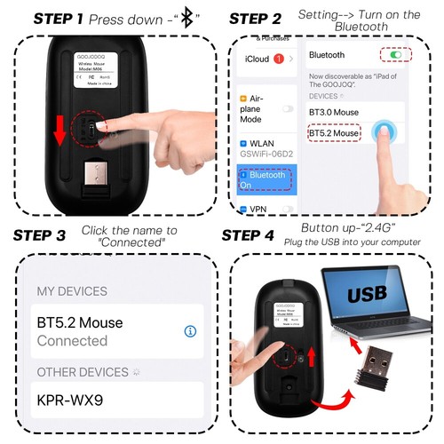 For iPad 5/6/7/8/9/10th Gen Air 3 4 5 Pro 11 Bluetooth Keyboard Case Mouse Cover - Picture 13 of 52