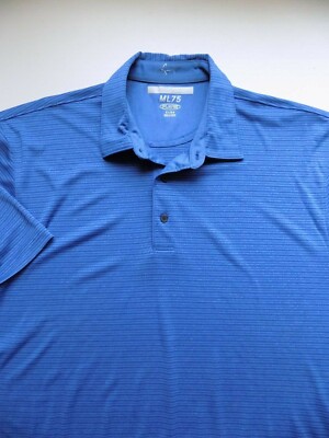 GREG NORMAN XL Dark Blue Stripe Polo Shirt Golf Tee Short Sleeve Golfer