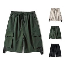 Men Bottoms Multi-Pocket Cargo Shorts Loose Plus Size Solid Workwear Short Pants