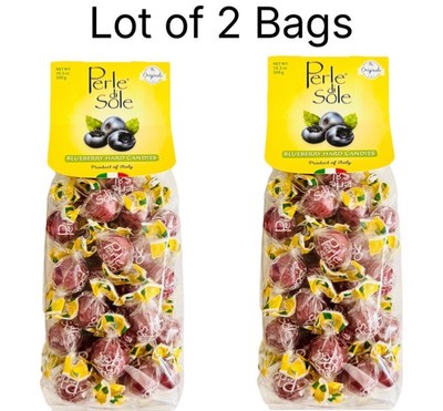 2 Bags 10.5 Oz Ea/ 21 Oz Total Perle Di Sole Hard Candies Blueberry Flavored