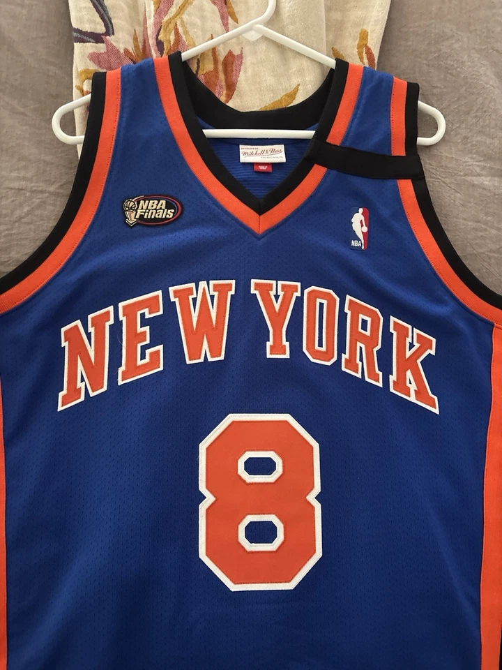 Camiseta Mitchell & Ness 1999 Knicks #8 Latrell Sprewell Finales NBA HWC Azul 52 Foto 2 de 4