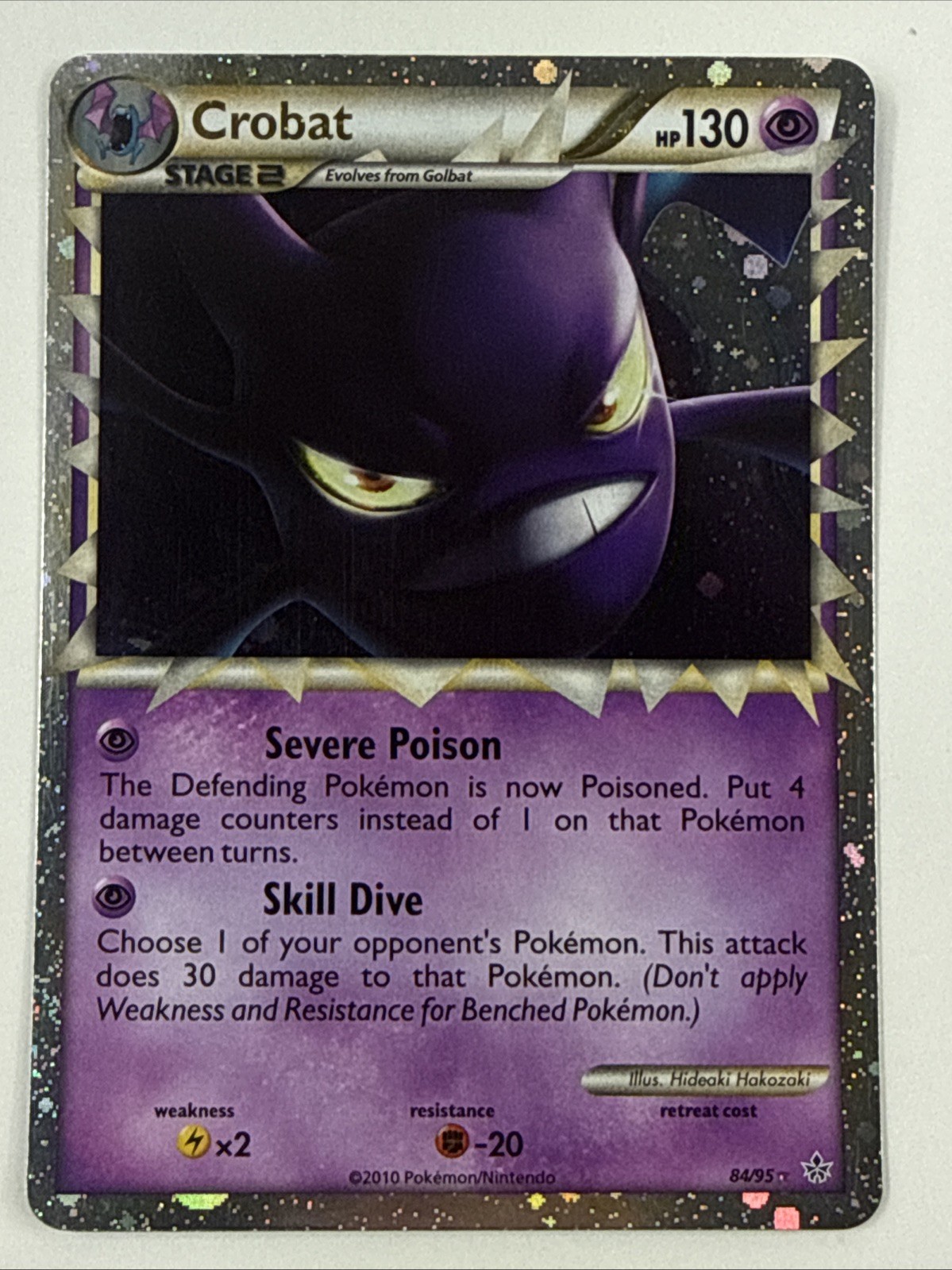 Crobat 84/95 HeartGold SoulSilver Unleashed Prime Holo Pokemon Card Near Mint NM