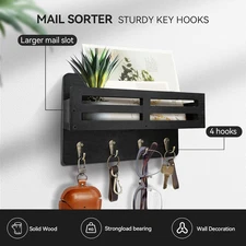 Key Holder Wall Mount, 10 inch Decorative Key and Mail Holder for Wall, with ...