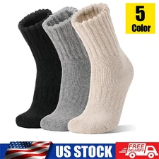 Women Wool Boots & Socks Warm Winter Comfort Hiking Socks Chunky Crew Neck Socks