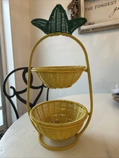 Celebrate Summer w the Pineapple 2 Tier Basket Display Fruit Vegis Snacks 18”H