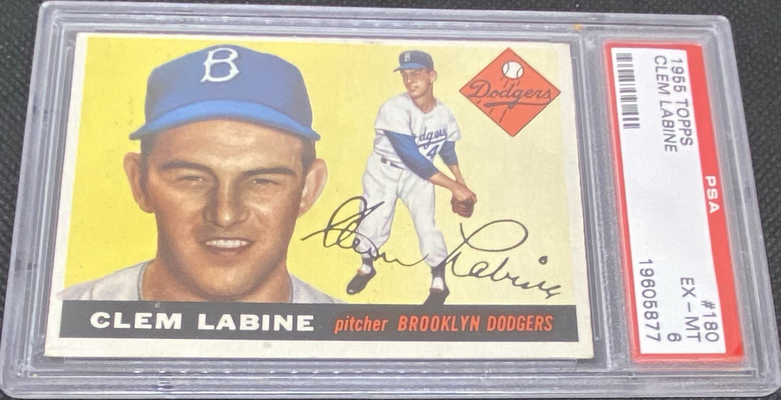 1955 Topps Baseball #180 Clem Labine Brooklyn Dodgers PSA 6 EX-MT