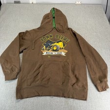 John Deere Hoodie Mens Medium Brown Pullover Making Thr Grade Fleece