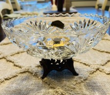 Vintage Anchor Hocking Glass Bowl Brass Stand Candy Dish Pre-owned Condition