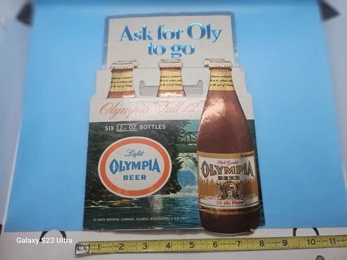 Vintage "Ask For Oly To Go" Olympia Beer Foil Sign 6 Pack