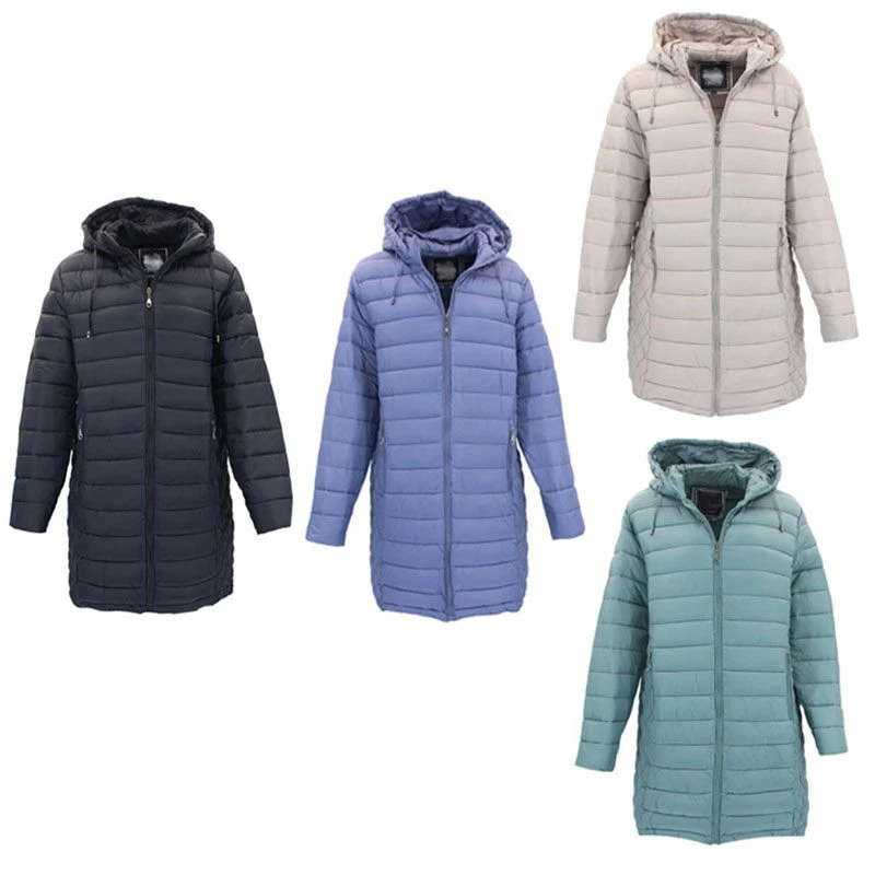 Women's Long Puffer Jacket Winter Coat with Detachable Hood Zip Pockets