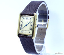 Vintage Must de CARTIER 6 81006 TANK 925 Vermeil Quartz Watch 23.5 x 30.5mm