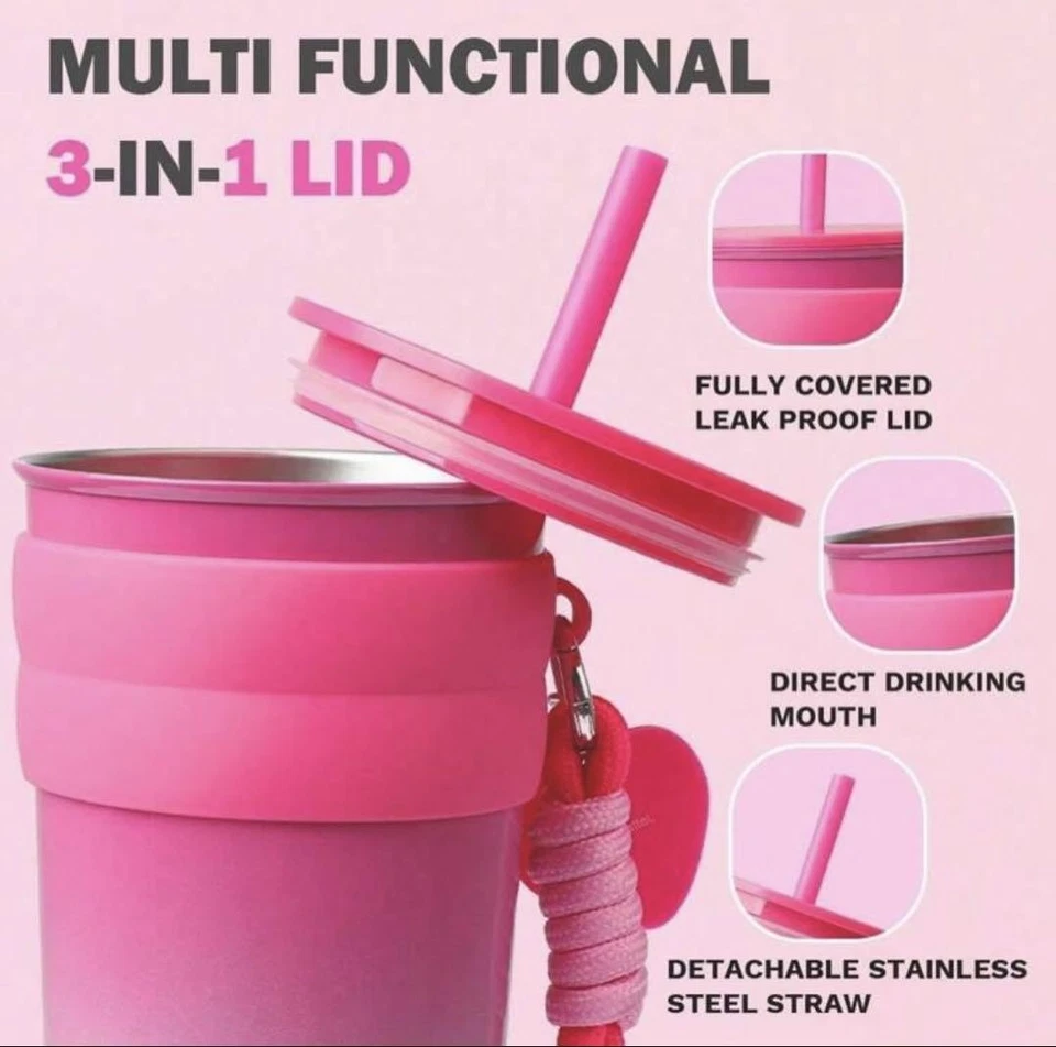 Barbie Vaso Acero Inoxidable 800ml con Pajita Rosa Nuevo Enviado Desde Japón Foto 3 de 3